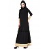 A-line designer abaya with golden border on sleeves & bottom - Black   A-line designer abaya with golden border on sleeves & bottom - Black